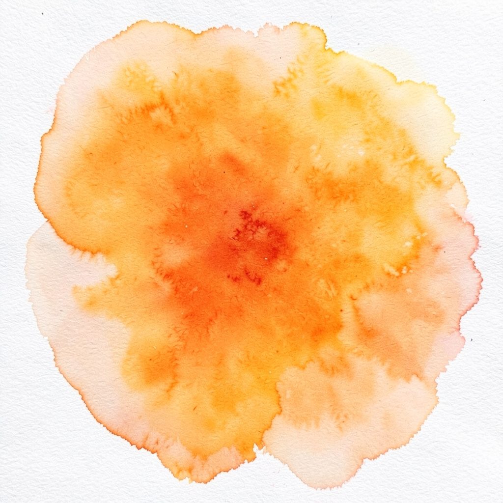 Soft watercolour composition of overlapping translucent circles in warm amber, ochre, and muted teal, suggesting resonance and connection.